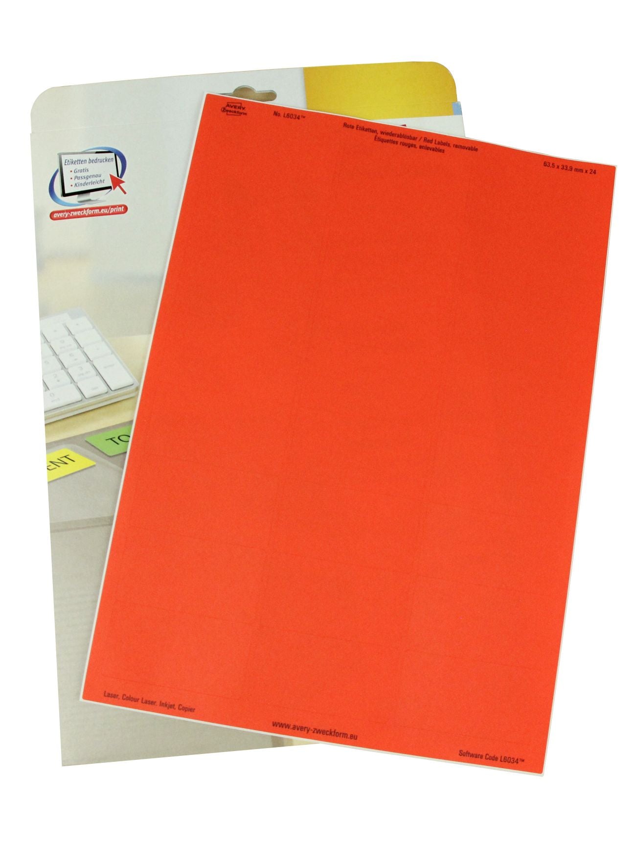 Etiketten weiß oder bunt (gelb, blau, rot, grün)